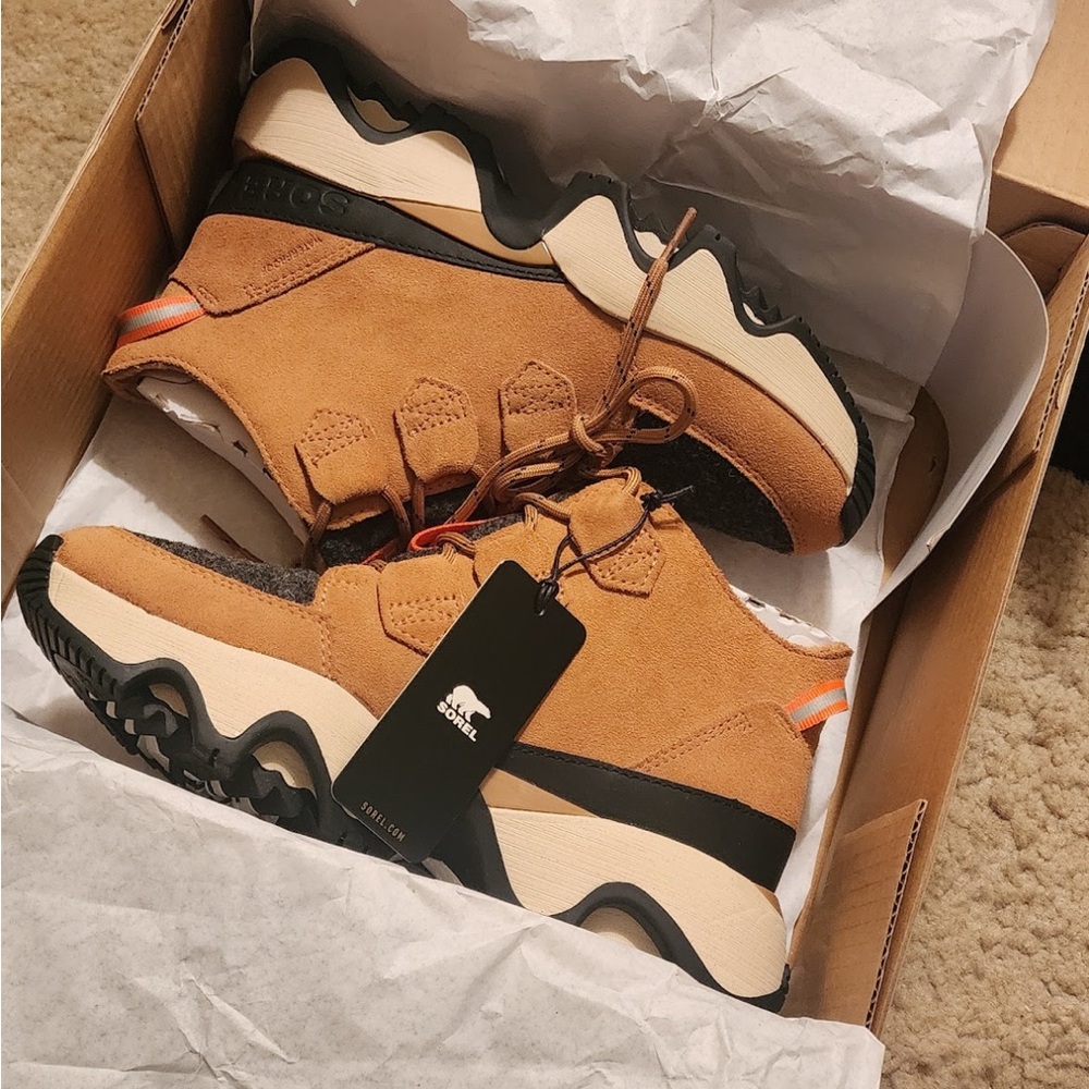 Ecco Tan and Black Ankle Booties with Modern Design